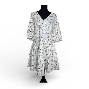 Universal Thread Womens Bell Elbow Sleeve White Floral Mini A-Line Dress